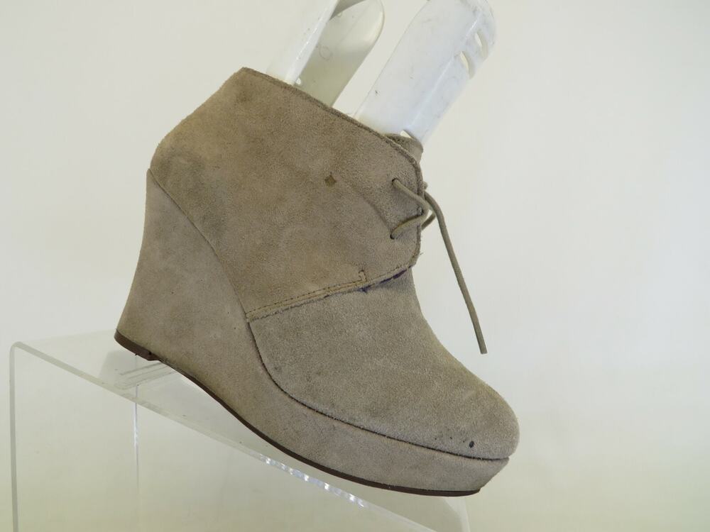 LUCKY BRAND Womens Beige Suede Platform Wedge Ankle Boots Booties Size 8 M